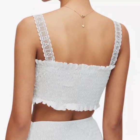All Saints Top Smocked Alex Crop Top - Picture 2 of 9